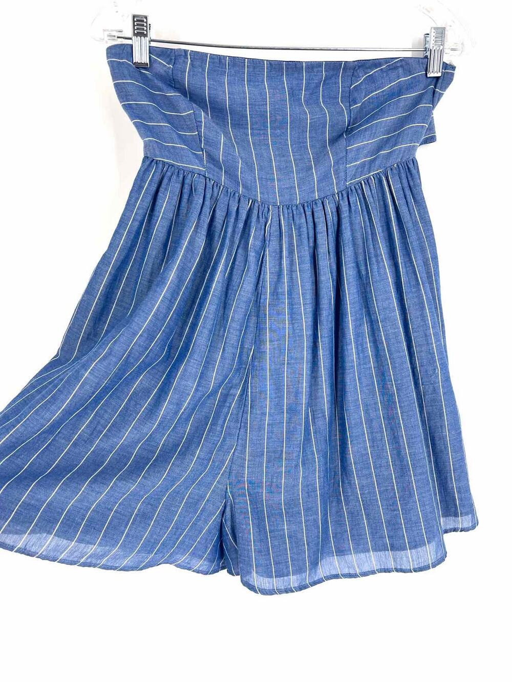 American Eagle Outftrs Size S Pet Lt Blue/White Strapless Pinstripe NEW Romper
